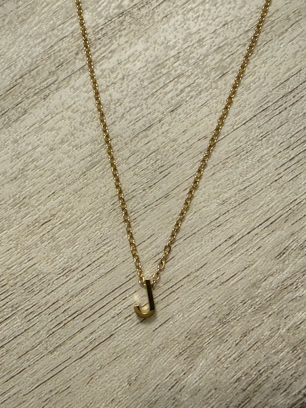 18 Karat Solid Gold J Initial Dainty Pendant Necklace 18 inch adjustable chain